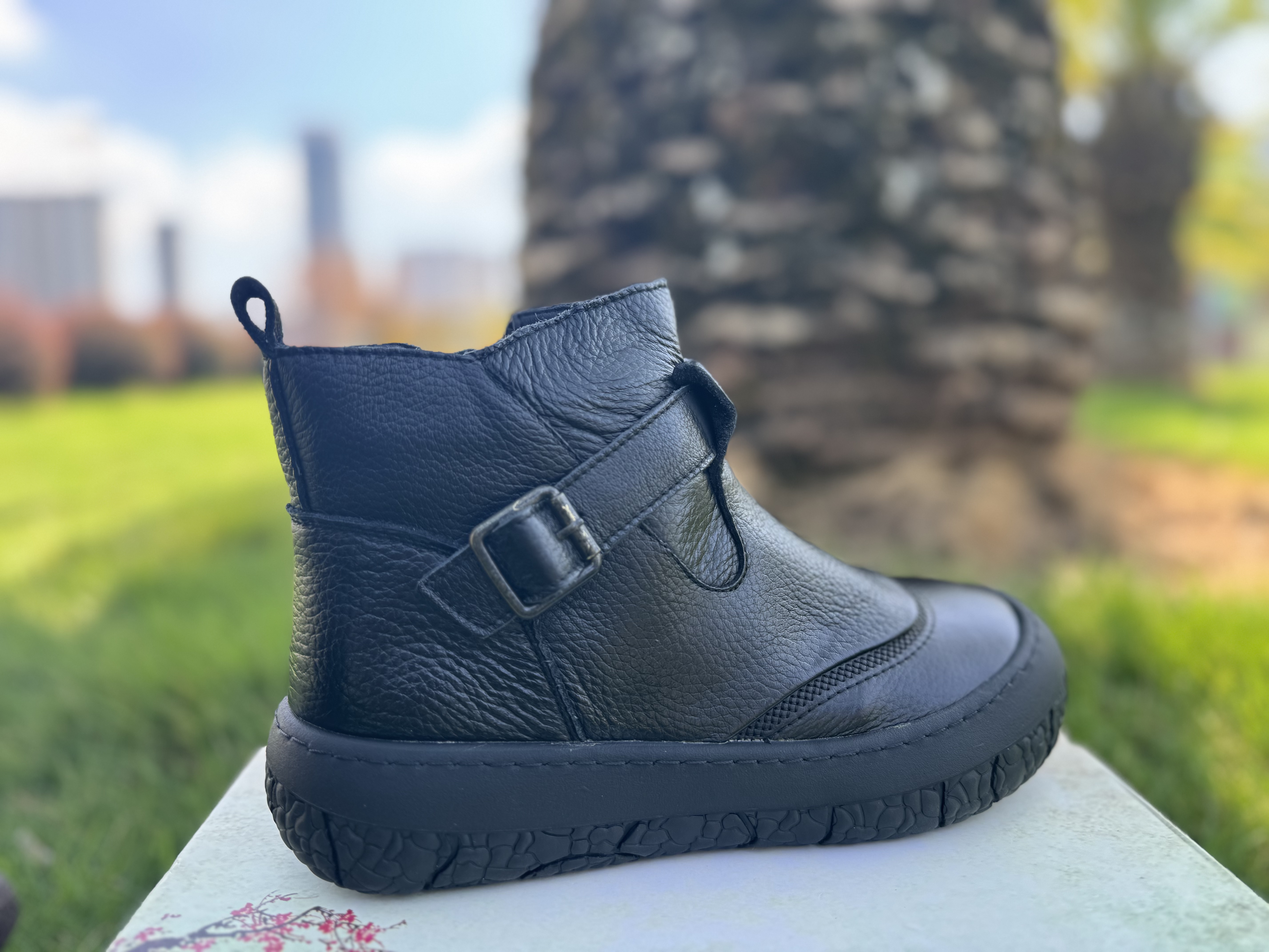 中跟女复古港风平跟复古四季短靴百搭真皮靴子拉链粘胶手工缝线