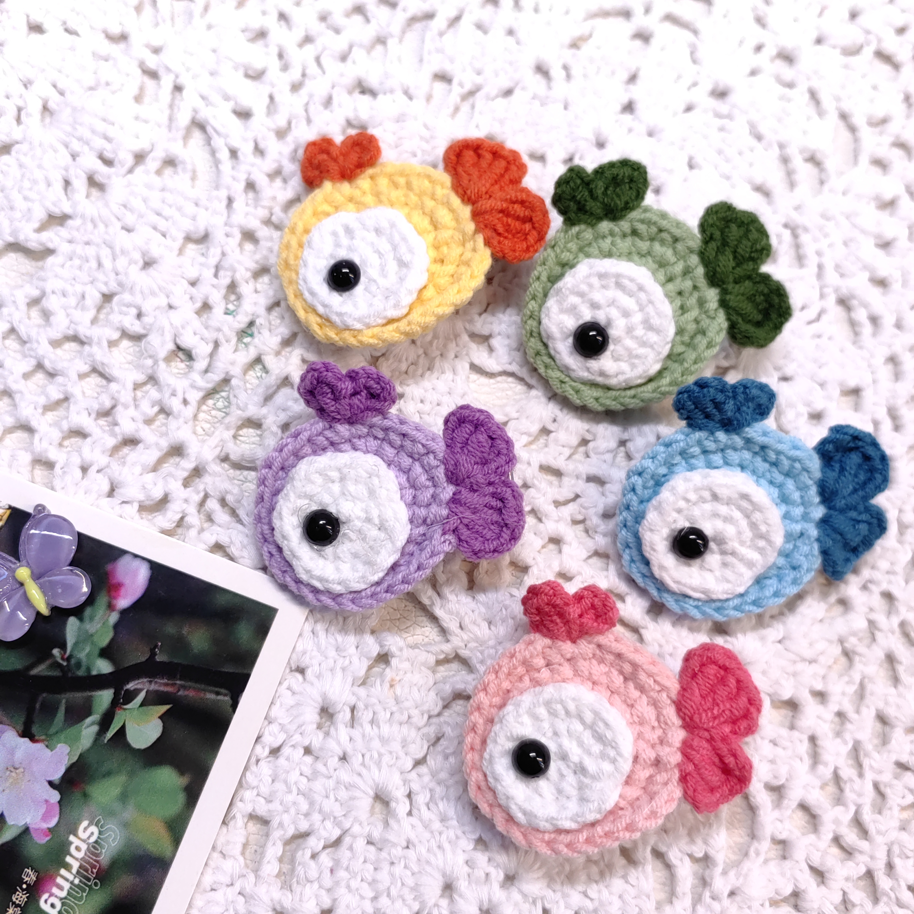 【成品♥小鱼发夹/胸针】手工毛线编织♥非偏满38包邮