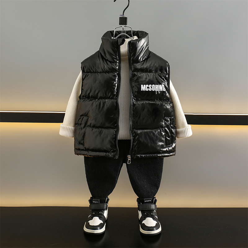 【清货不补】冬季韩版男女通用纯色字母马甲男童冬装外套宝宝