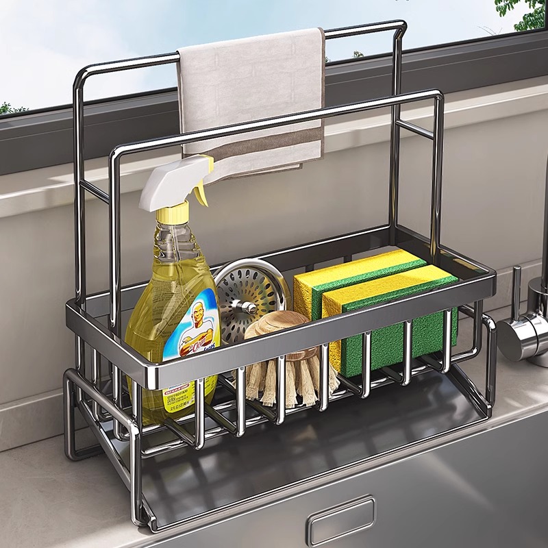 优勤厨房沥水架置物架水龙头水池篮水槽用品洗碗钢丝球收纳抹布架