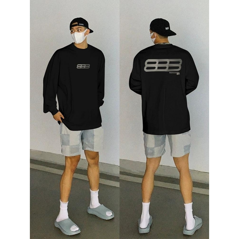 280g重磅纯棉螺口长袖T恤男宽松潮流休闲美式运动百搭情侣街头ins