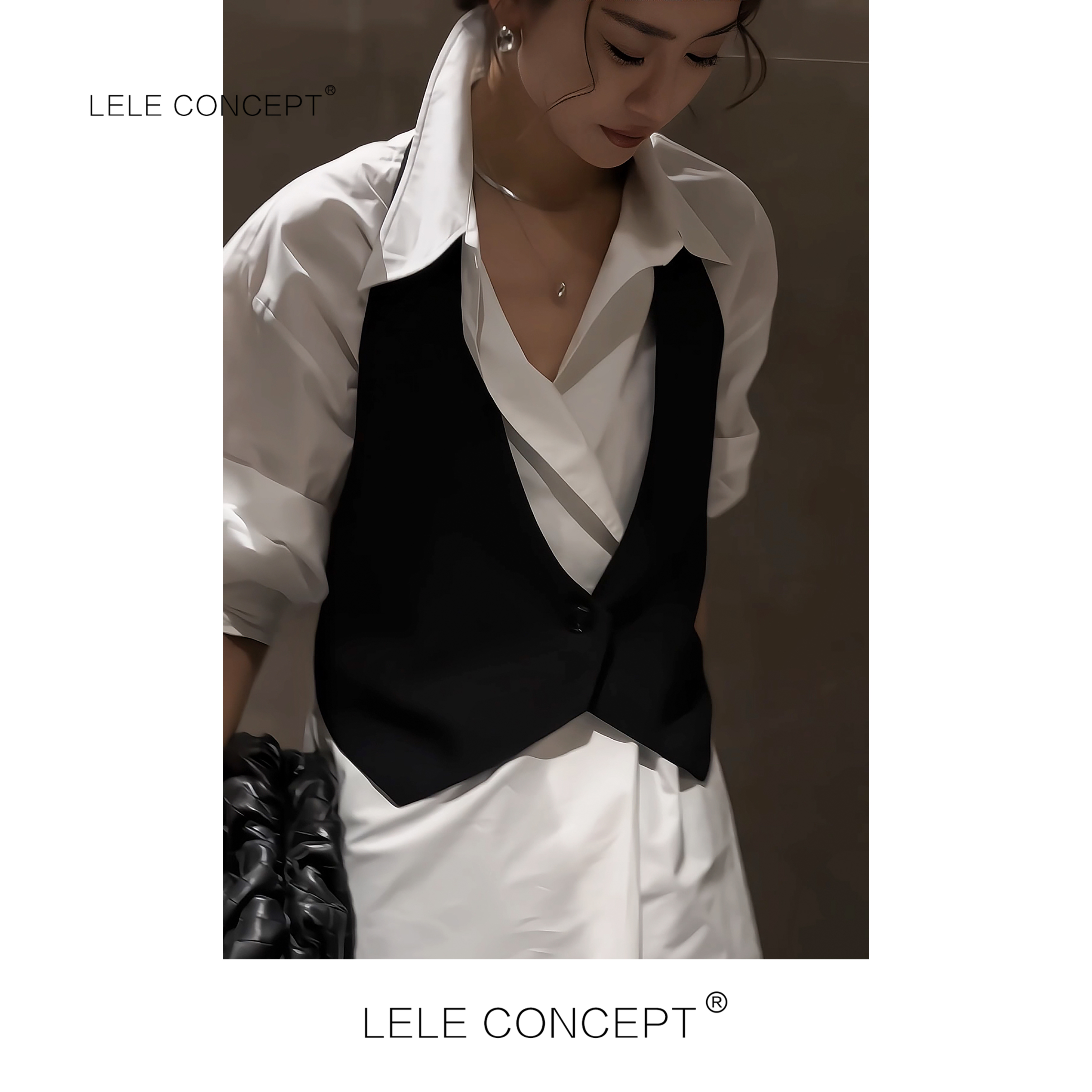 LELE CONCEPT丨「丽」都市轻奢设计款两件套马甲衬衫S1142