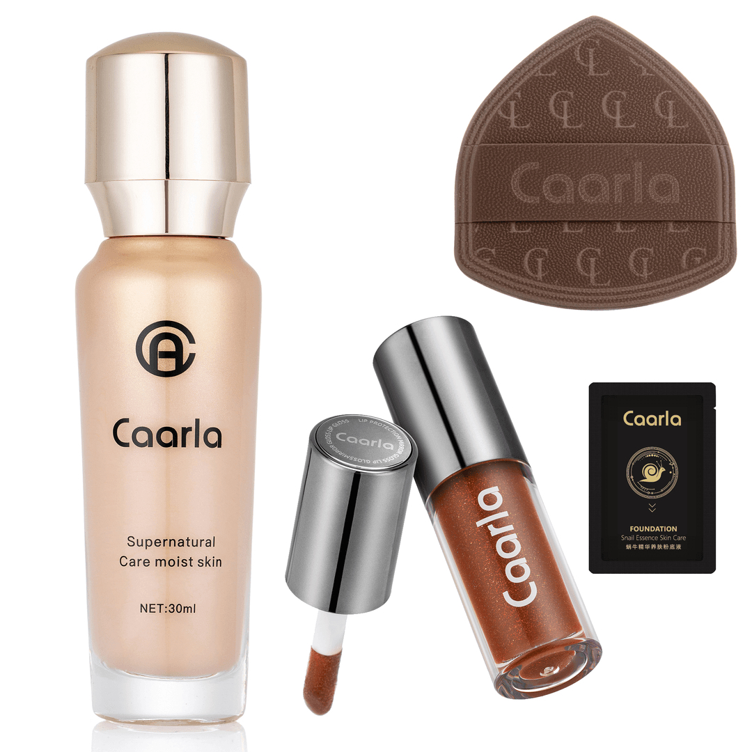 Caarla蜗牛精华养肤粉底液+唇蜜+粉扑+体验装     全国包邮