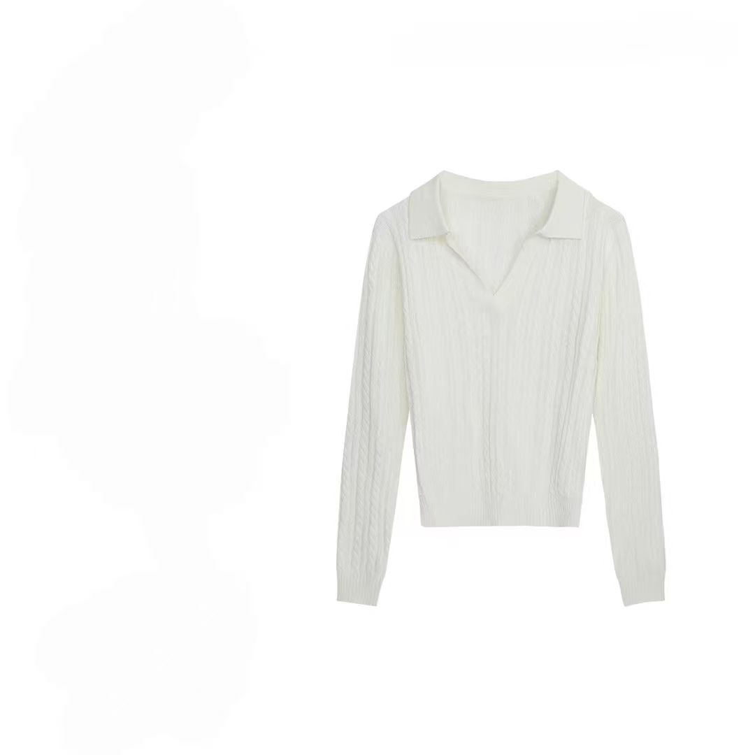 高尔夫 财富老钱绞花POLO领针织上衣