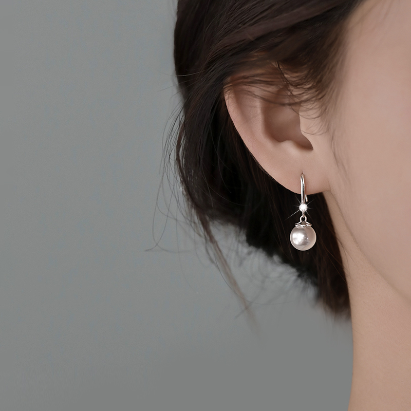 足银耳饰 999足银施家珍珠耳环女2025爆款小众百搭时尚耳钉耳饰