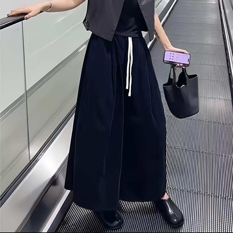 灯芯绒裤子女款爆款2025新款条绒八分高腰抽绳显瘦休闲宽松阔腿裤