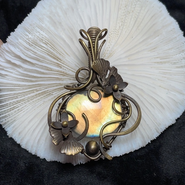 黄铜做旧手工制作流淌纹叶子首饰编织（可碰水）