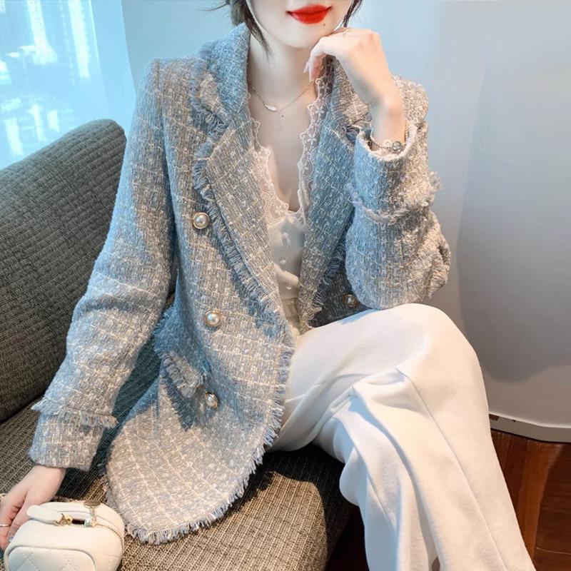 外套女春秋小个子开衫新款2025高级感毛呢宽松中长款小香风上衣女