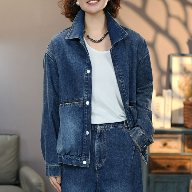 8790蓝色水洗女士牛仔外套2025新款百搭牛仔上衣显瘦牛仔夹克