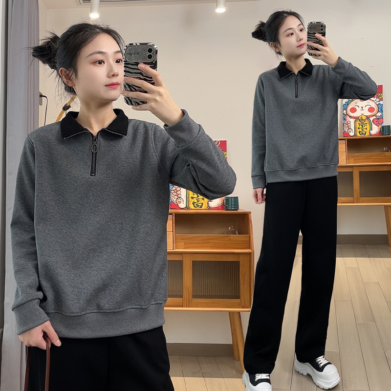 卫衣女款爆款2025新款正品宽松休闲外套春秋冬时尚显瘦半拉链上衣