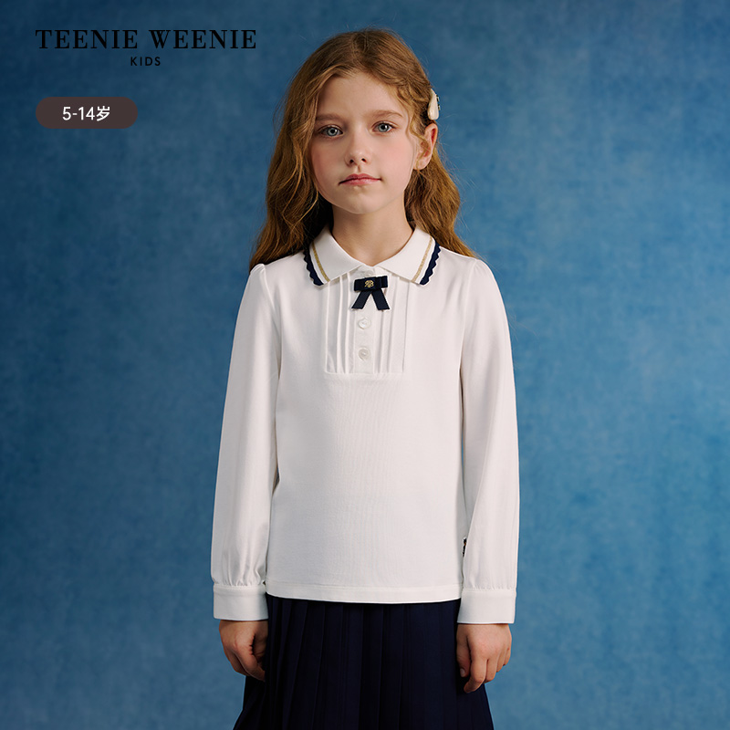 TeenieWeenieKids小熊童装25甜美花边翻领长袖打底衫TKHA251251K