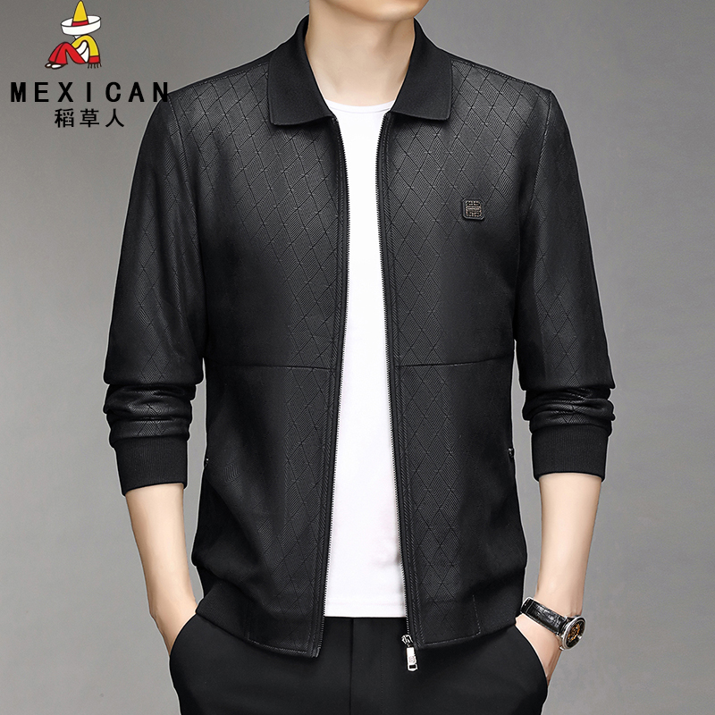 稻草人高端男士外套2025新款春秋季商务休闲翻领行政夹克上衣男款
