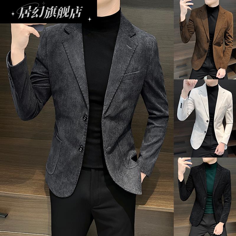 居幻西装外套男士秋冬款2025新款高级感痞帅休闲潮流韩版西服上衣