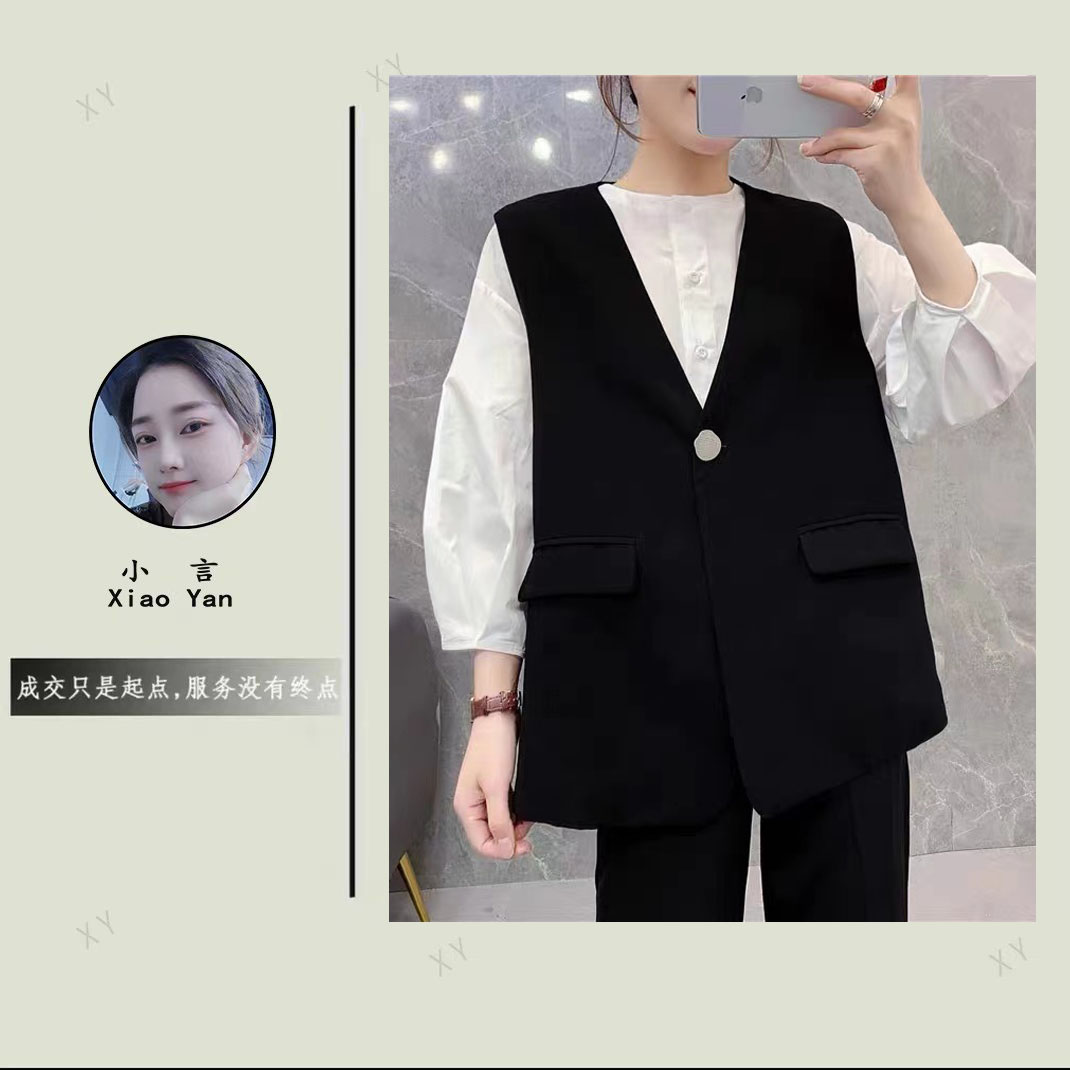 西装马甲女春秋2025新款爆款小香风小个子黑色坎肩小马夹背心外搭