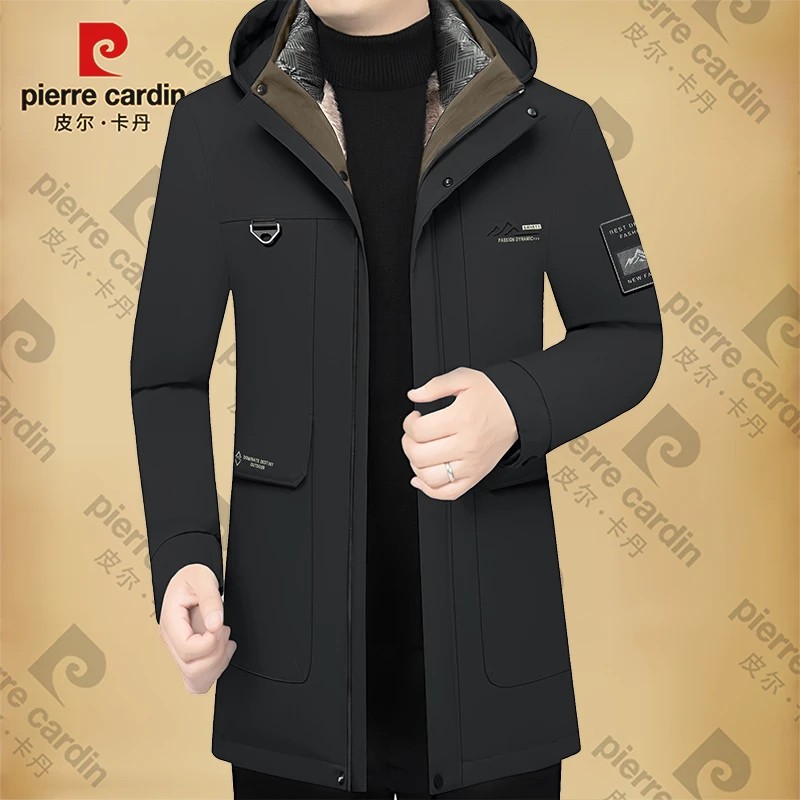 皮尔卡丹男士可拆卸加厚派克羽绒服防寒保暖休闲中年男士鸭绒棉袄