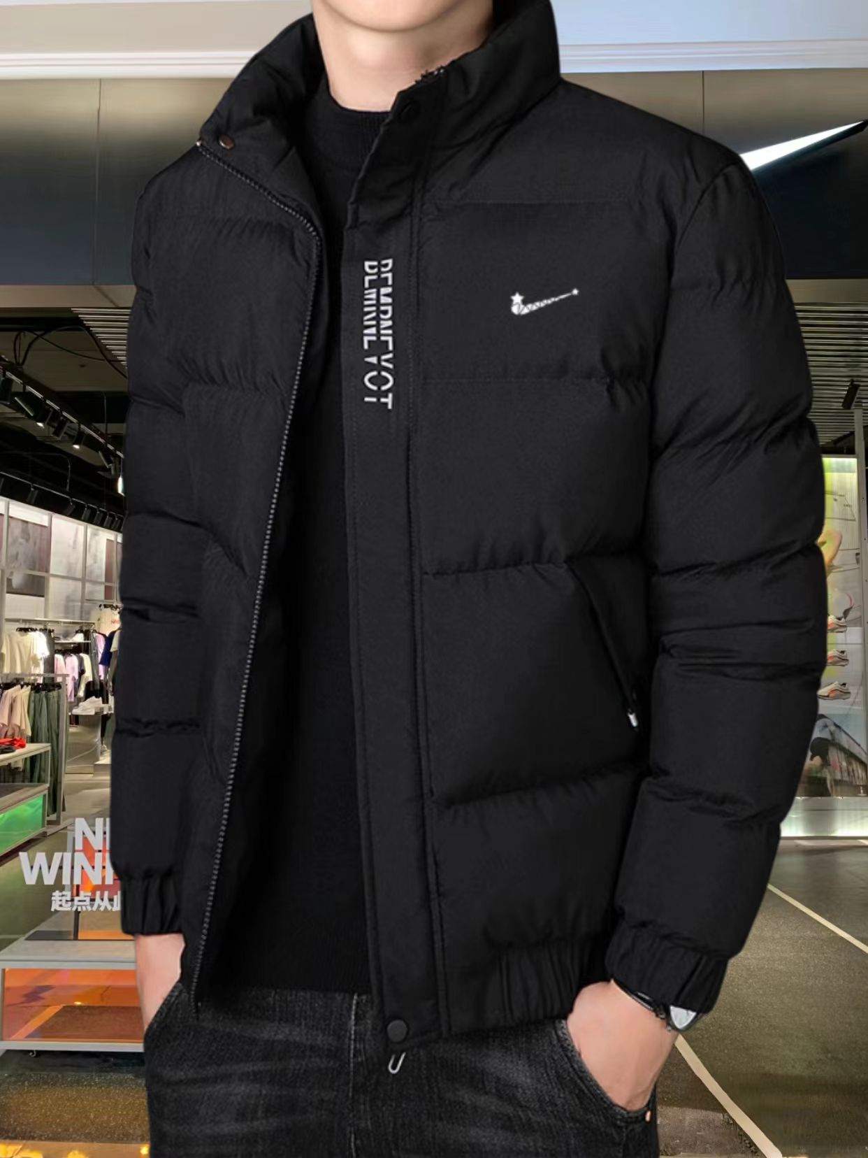 爸爸装运动立领男棉衣男士加厚大码棉服时尚冬季加厚短款外套