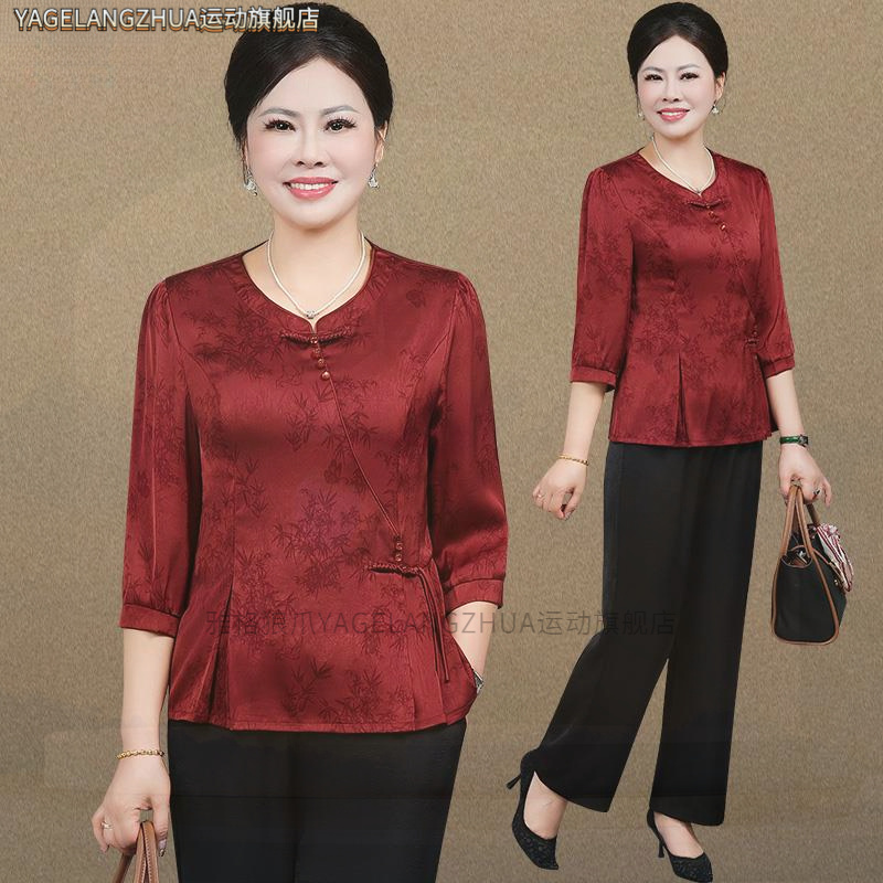 婚宴装礼服平时可穿2025新款洋派中老年妈妈夏装雪纺套装女