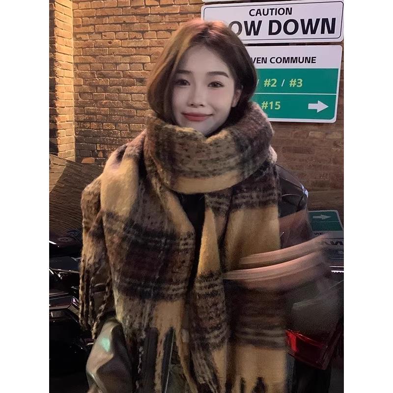 围巾女冬季美拉德风棕色彷高级感流苏学生新款加厚围脖