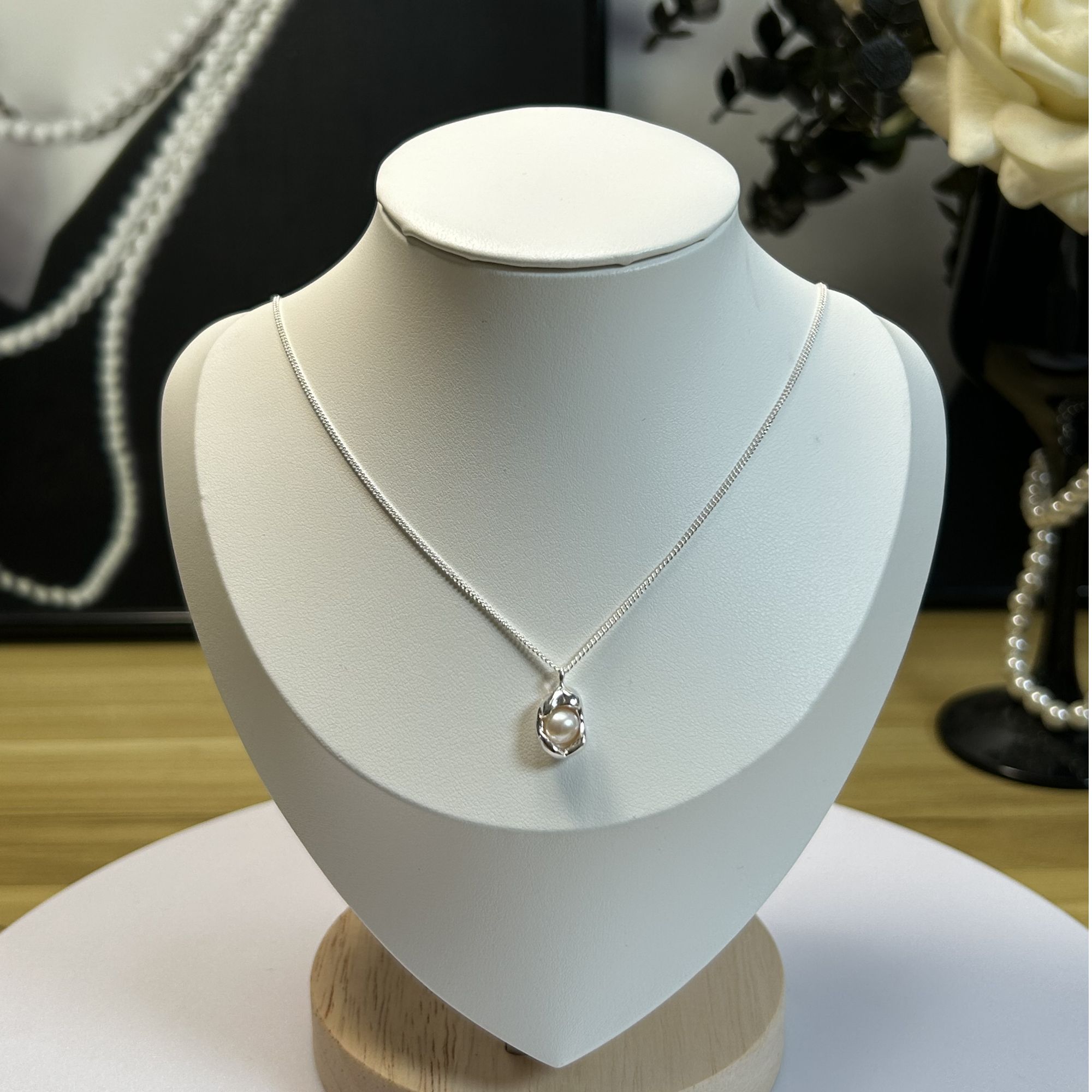 S925银豌豆天然淡水珍珠项链手工轻奢小众时尚气质百搭简约银色