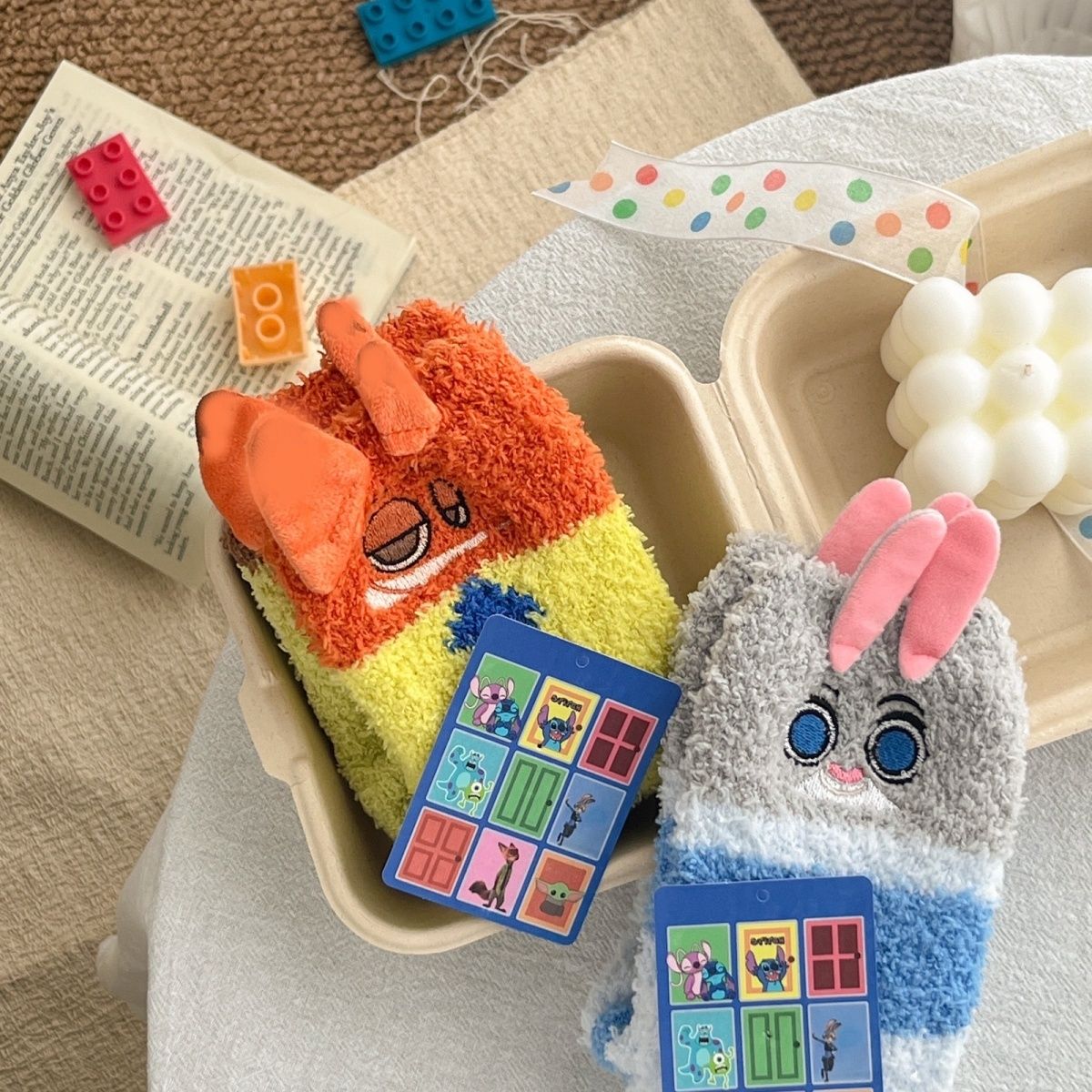 动物城系列珊瑚绒丑萌袜毛毛家居袜秋冬保暖地板袜卡通毛绒睡眠袜