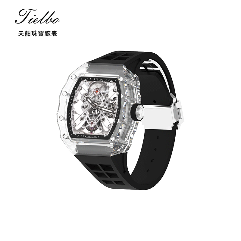 Tielbo/天舶新款水晶壳手动陀飞轮时尚运动男士手表313