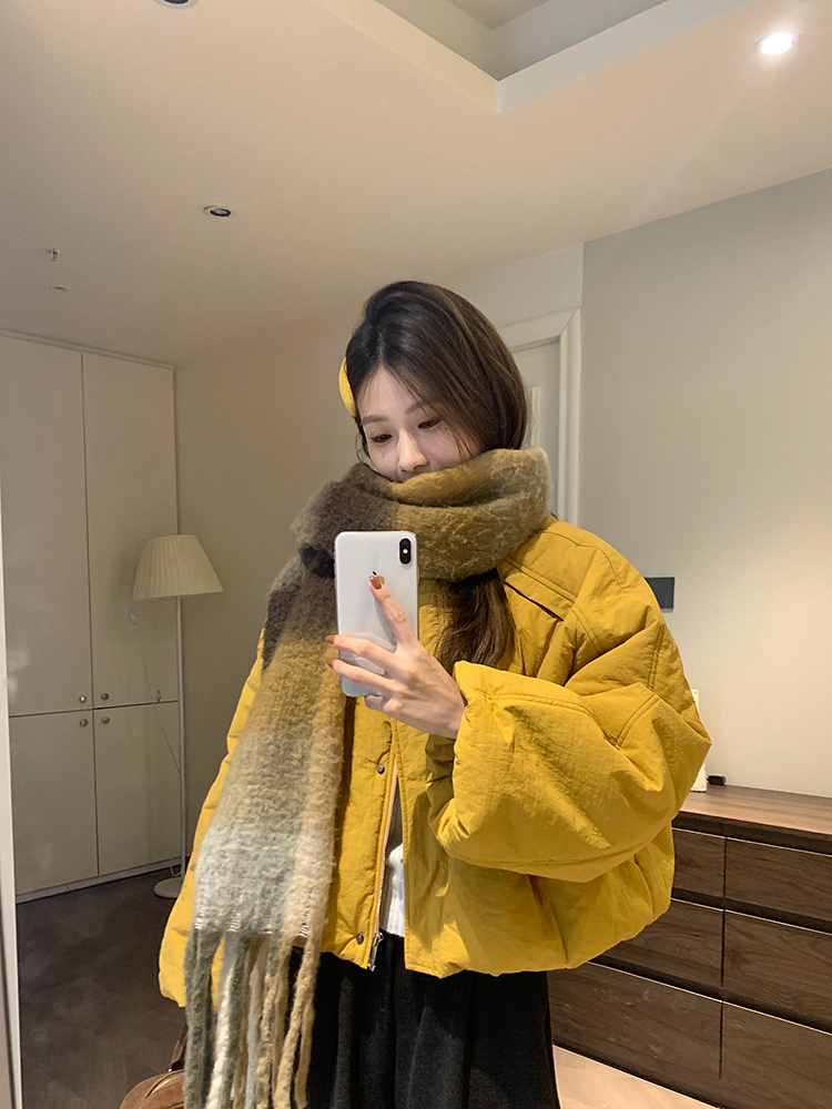 韩版花苞袖短款棉服女冬季2025年小众设计高级感加厚保暖棉衣外套