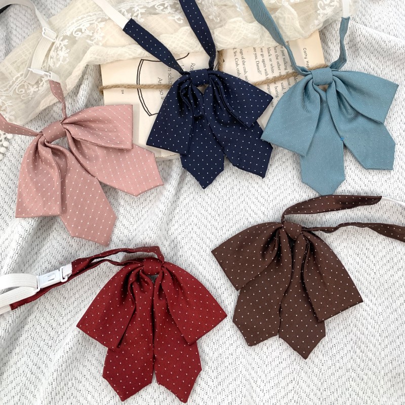 冰淇淋与鲸 学院风jk制服配饰多色基础小波点垂柄领结jk搭配小物