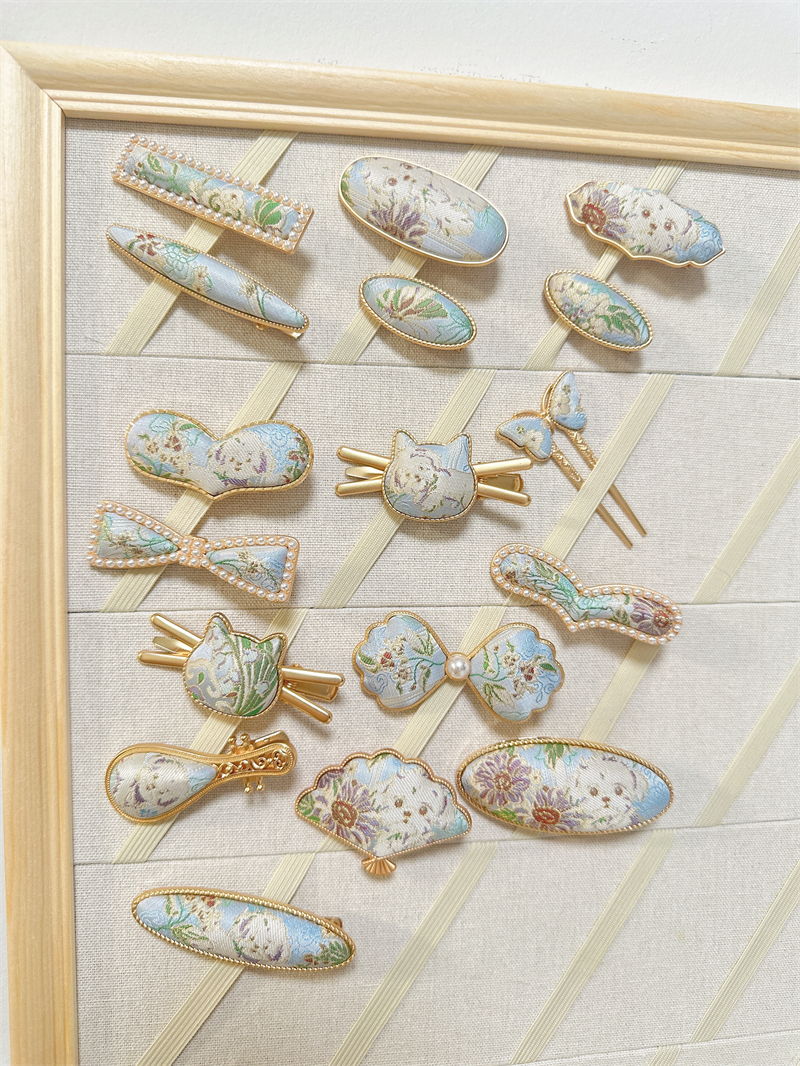 纯手工新中式宋锦发夹高级感国风高端弹簧复古夹子头饰发饰