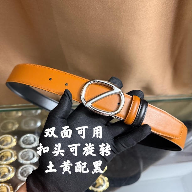 新款男士皮带百搭高档休闲Z字母牛皮腰带青中老年时尚商务年轻潮