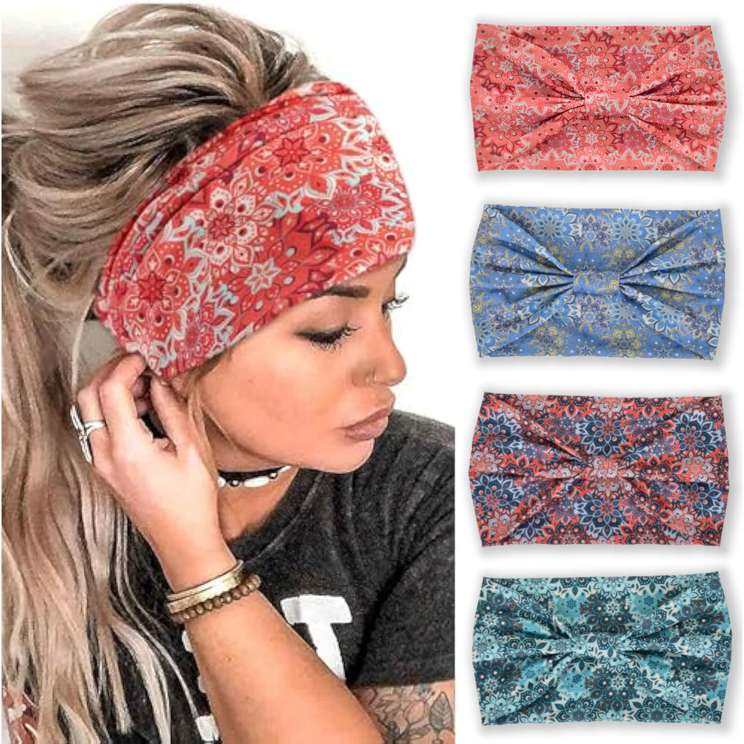 欧美复古瑜伽运动发带止汗吸汗头带女士腰果发饰波西米亚头饰