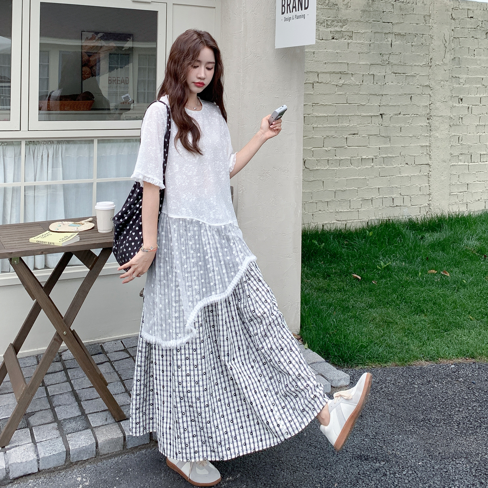 森系文艺范套装裙女2025夏季新款不规则蕾丝罩衫印花半身裙两件套