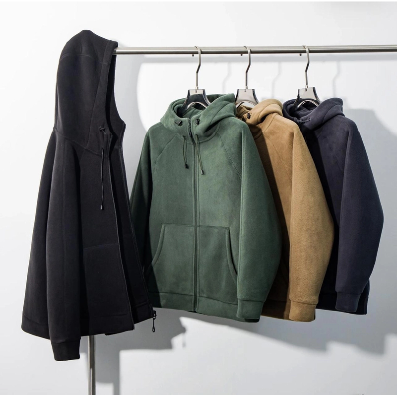 620克 男女双面摇粒绒加厚连帽外套加绒夹克8120