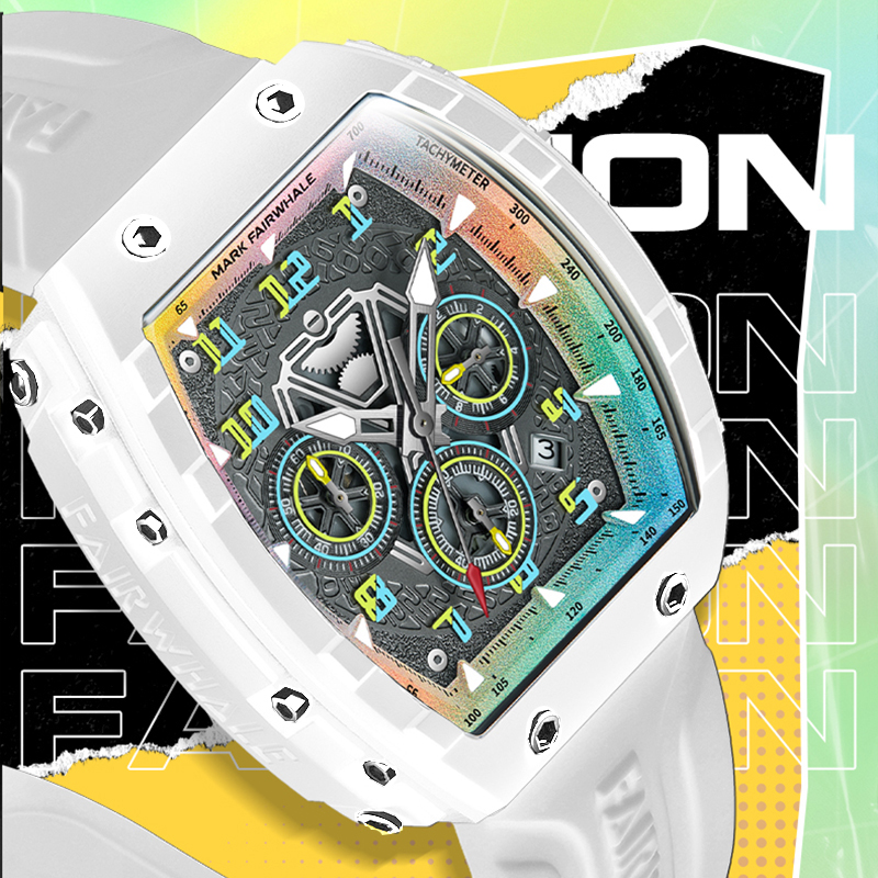 【仁汇优品C】马克华菲幻彩酒桶手表男士防水自动石英腕表5001