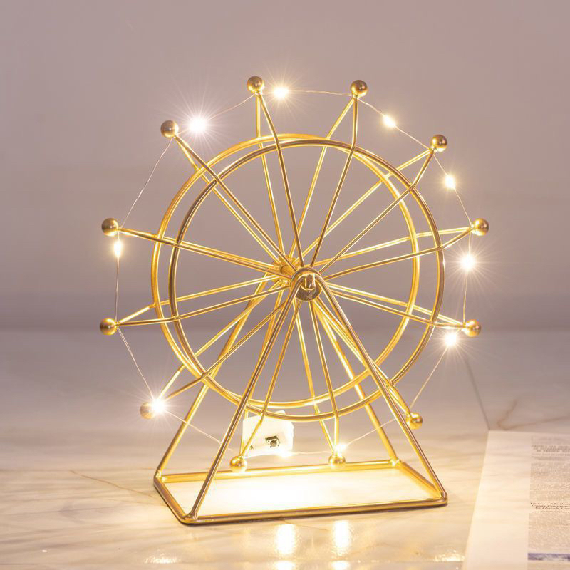 ［子言家］北欧铁艺摩天轮摆件创意手工DIY客厅办公室桌装饰品摆件