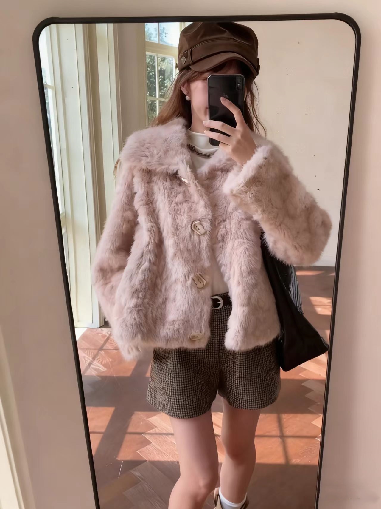 张予曦同款法式复古仿皮草外套女秋冬轻奢翻领短款加厚毛毛上衣