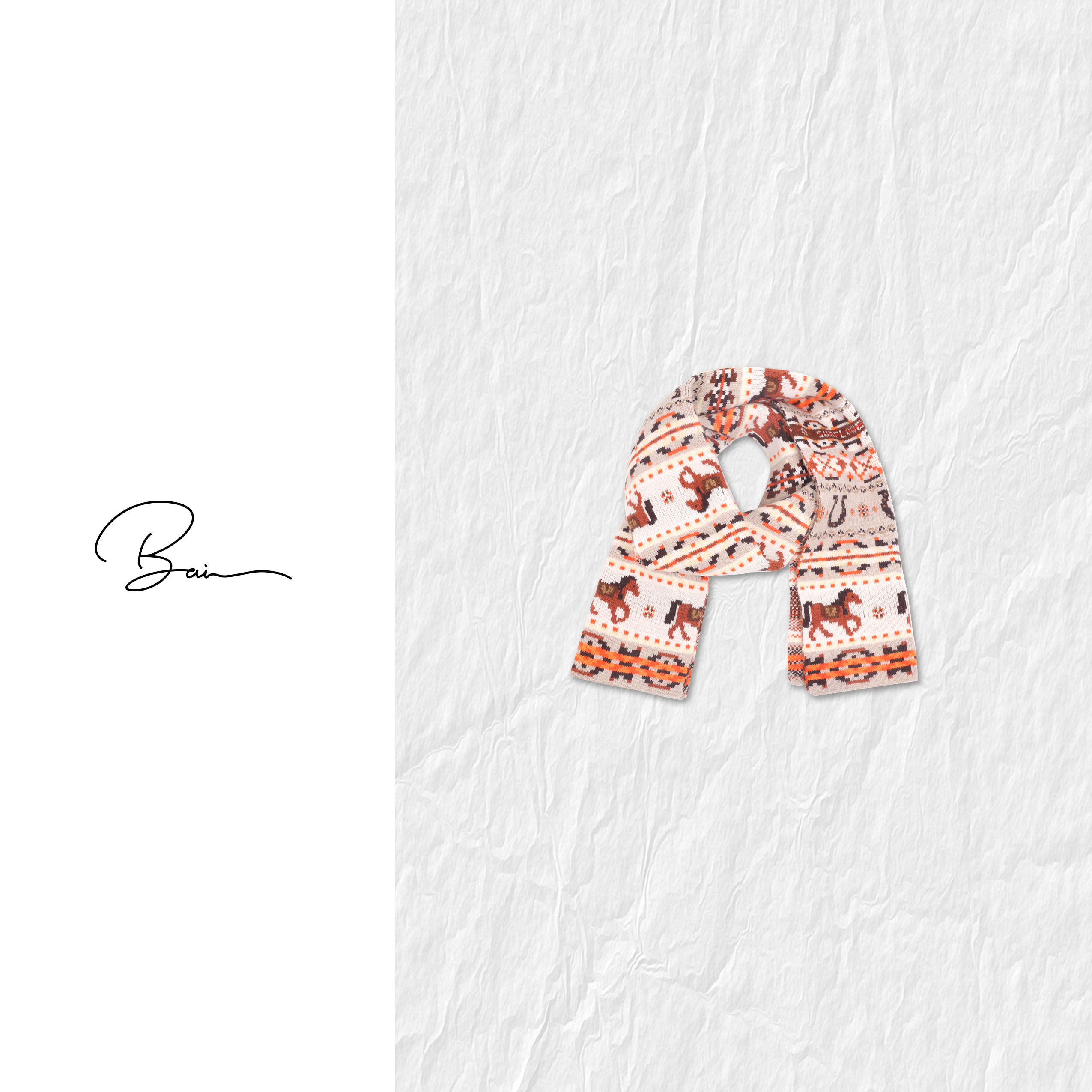 TXB 100羊毛木马圣诞跨年撞色舒适针织围巾XB-7976