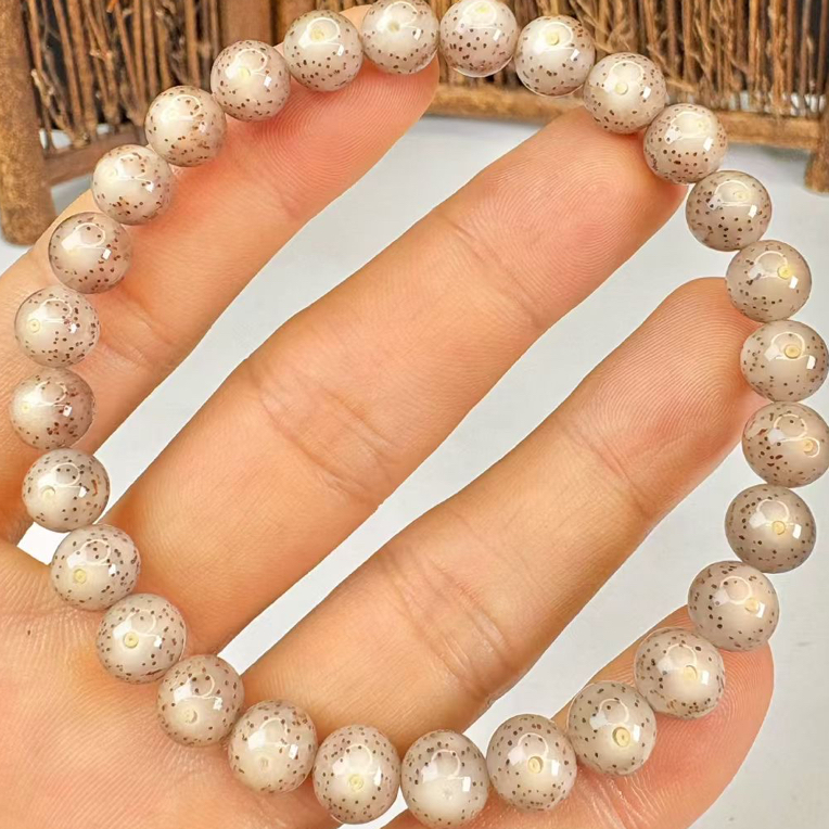 【毕业级粉冰牛毛星】大留白星月菩提8圆珠手串｜原生态高密度