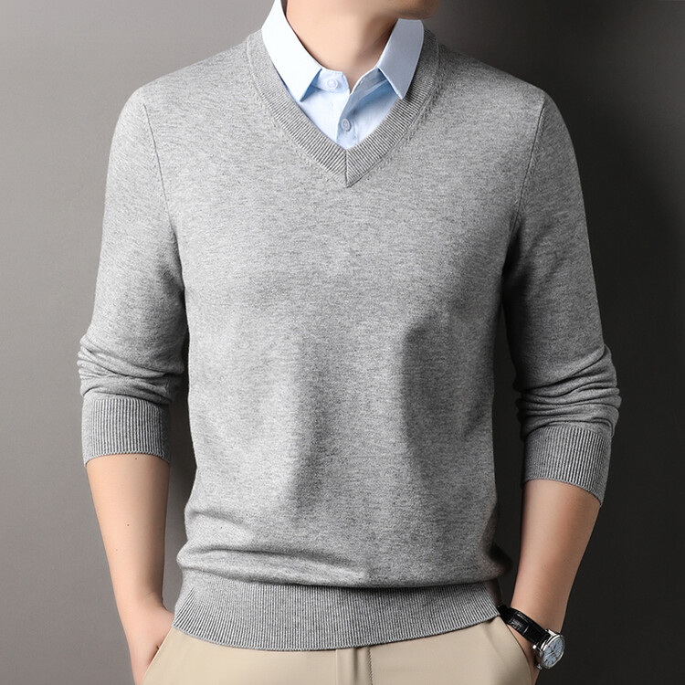 男士秋季针织衫假两件卫衣长袖t恤春秋款商务休闲打底衫毛衣上衣