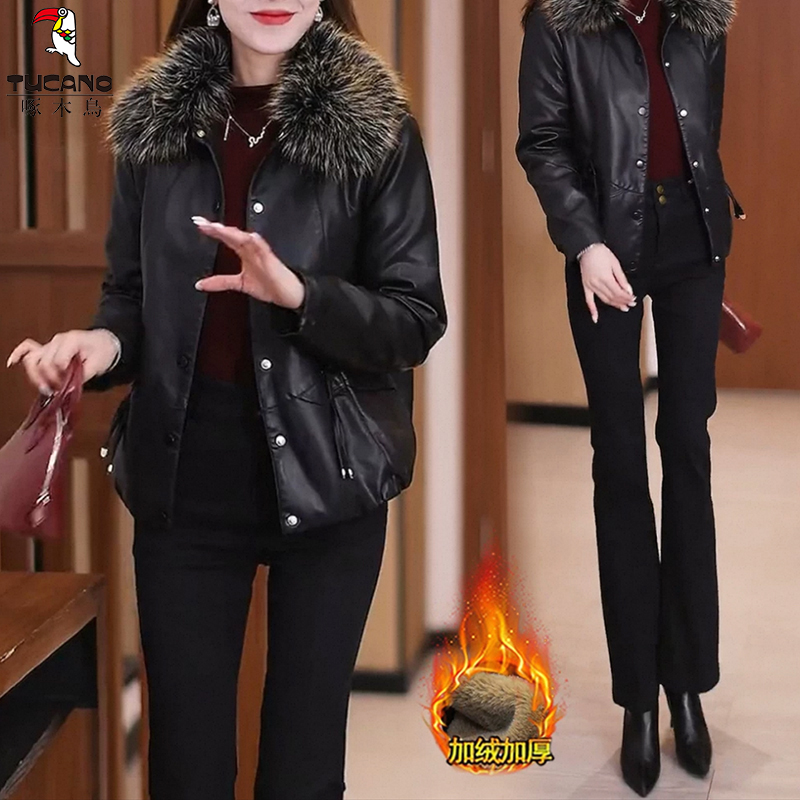 啄木鸟韩版短款皮夹克秋新款A版水洗软皮宽松复韩版超轻软皮夹克