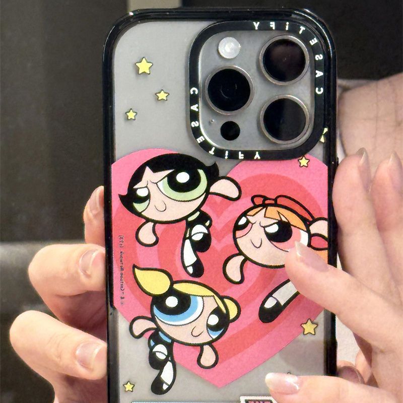 case爱心小女警手机壳16promax15P可爱14简约13卡通12涂鸦11