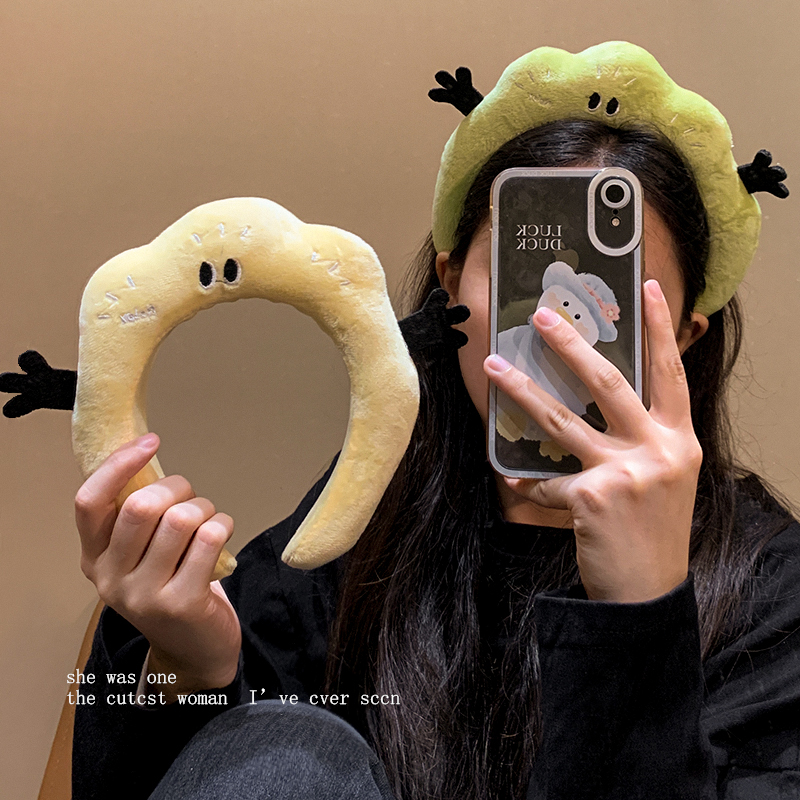 卡通可爱搞怪毛绒发箍女洗脸化妆发卡高颅顶宽边发捆头饰发饰秋冬