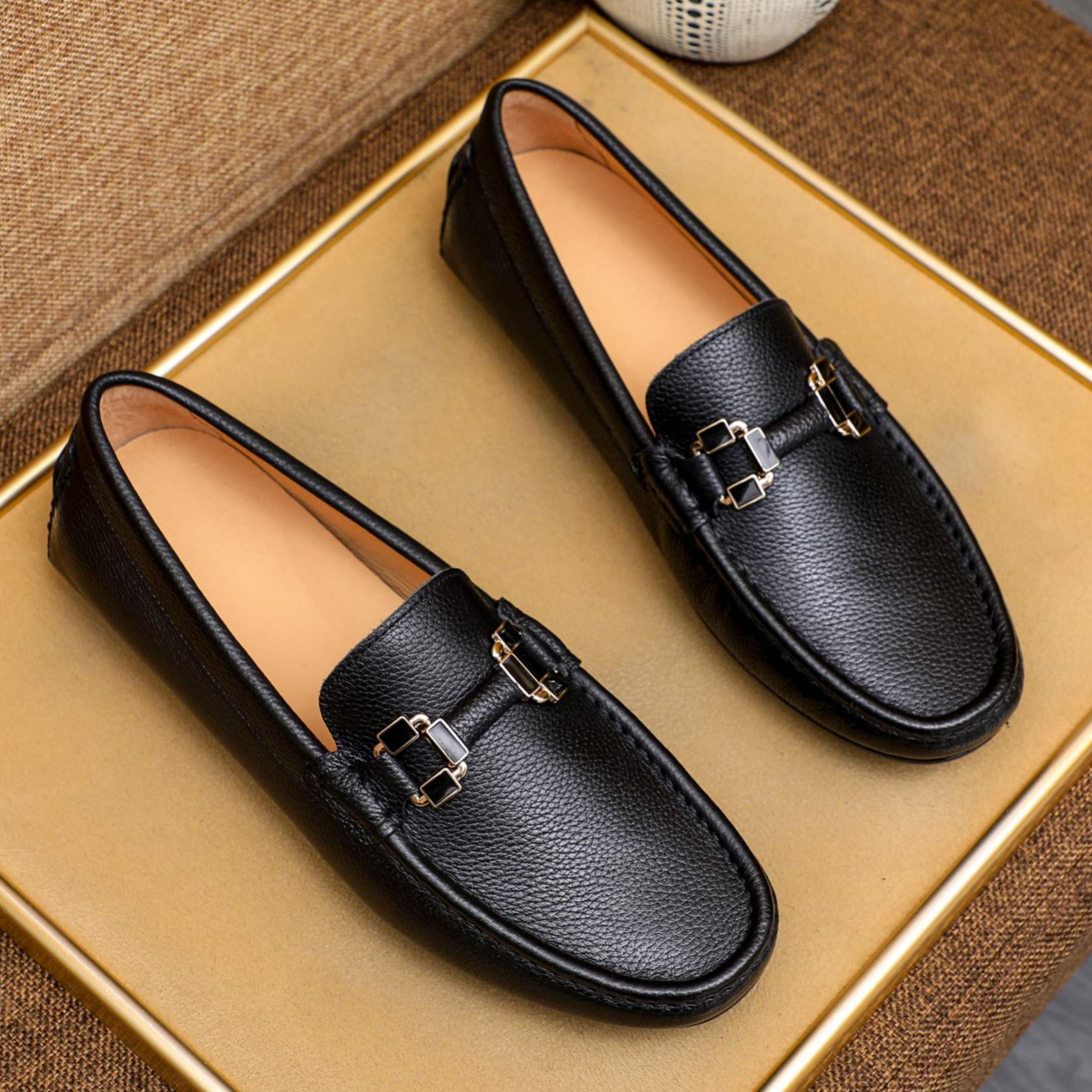 软底男士豆豆鞋真皮透气夏季网红一脚蹬皮鞋2025新款爆款百搭潮鞋