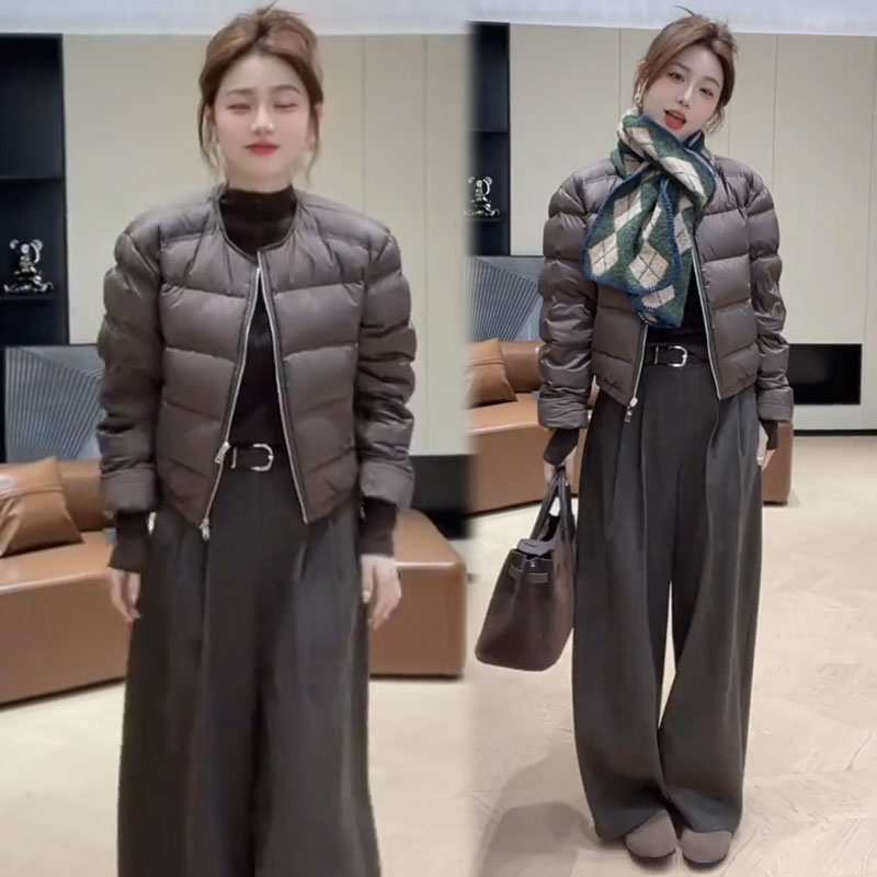 时尚短款棉服外套女2025冬季新款洋气面包服小个子轻薄保暖棉袄子