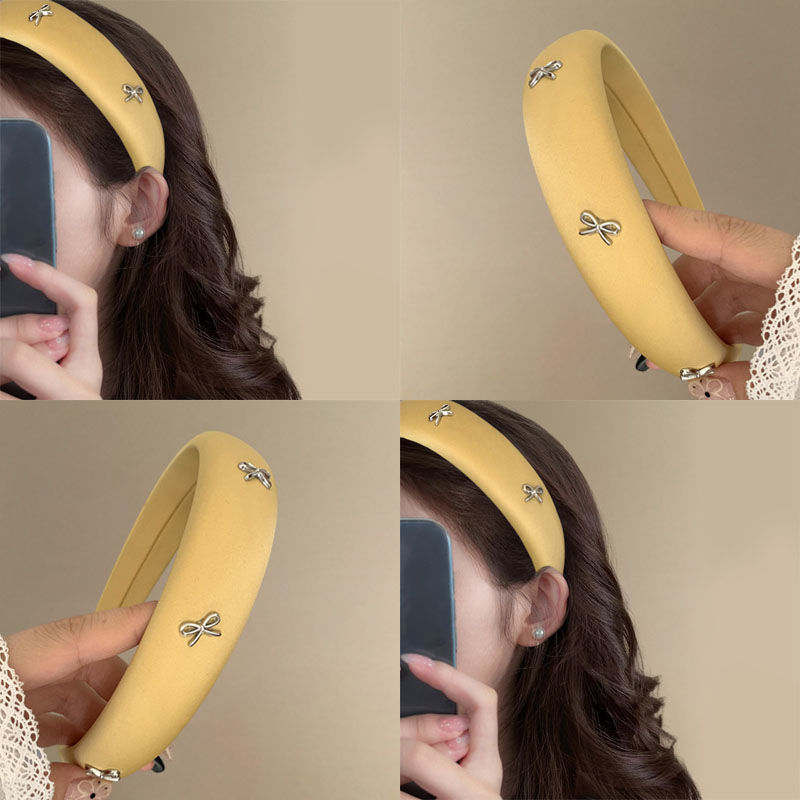 文艺诗篇!黄色法式复古蝴蝶结!发箍高级感气质女款压发头箍百搭
