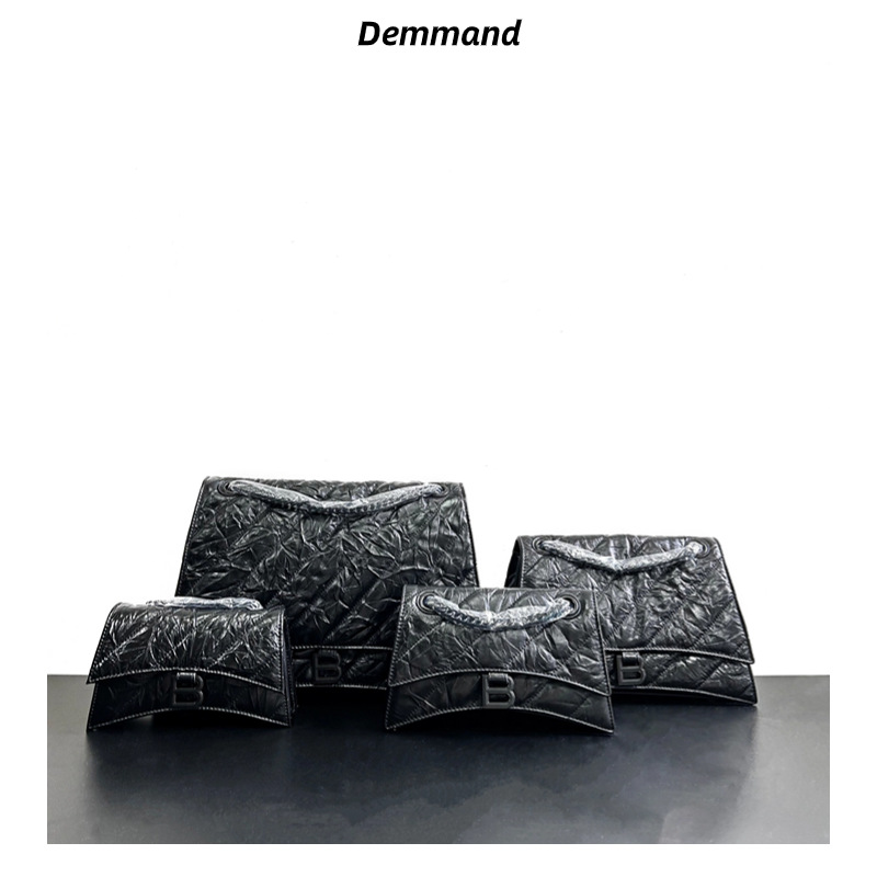 CWIHH KIMZS小CK高级感头层牛皮沙漏包2025秋冬新款褶皱菱格链条