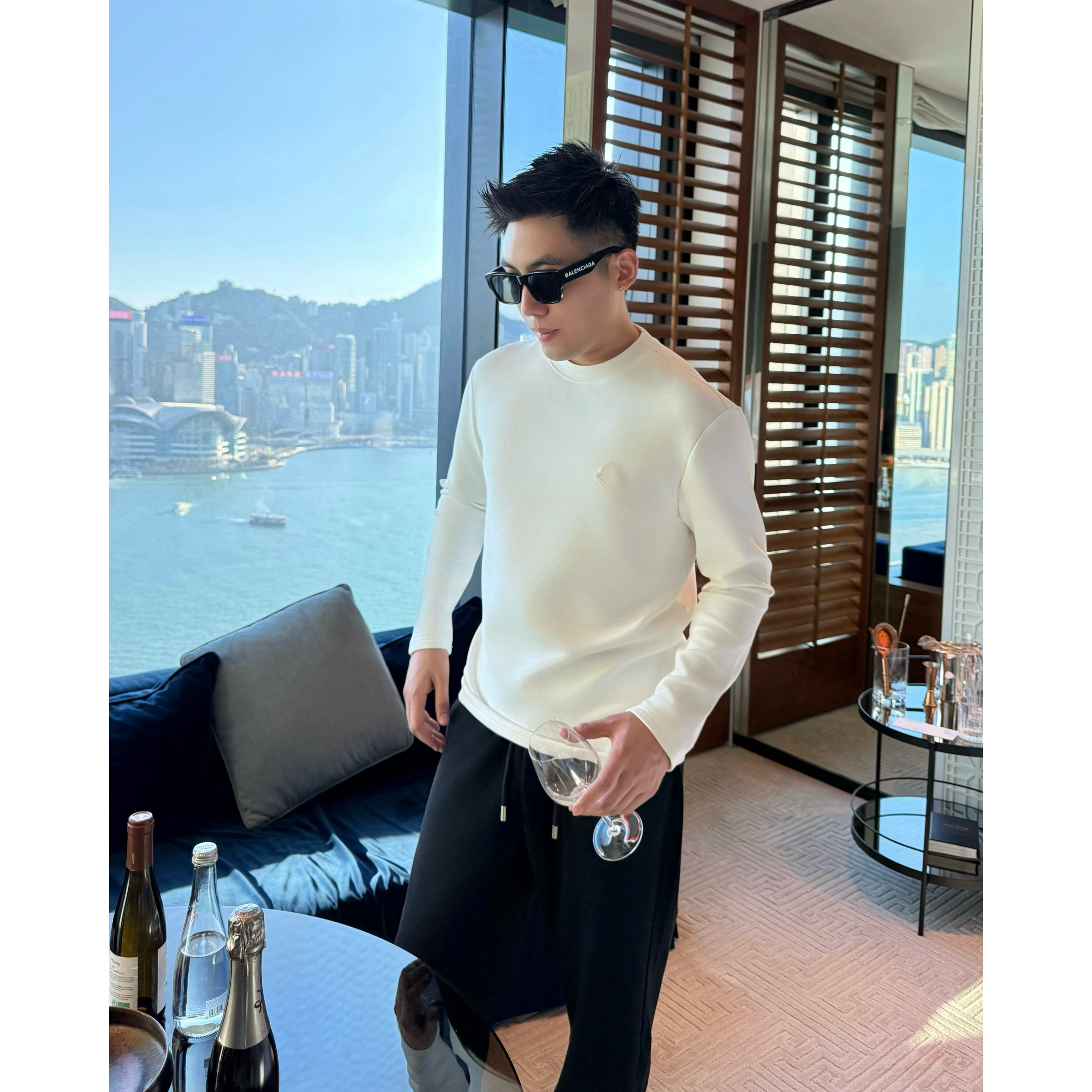 【加绒皮标】冬季弹力加绒磨毛打底长袖轻奢痞帅男装T恤反季节衣服