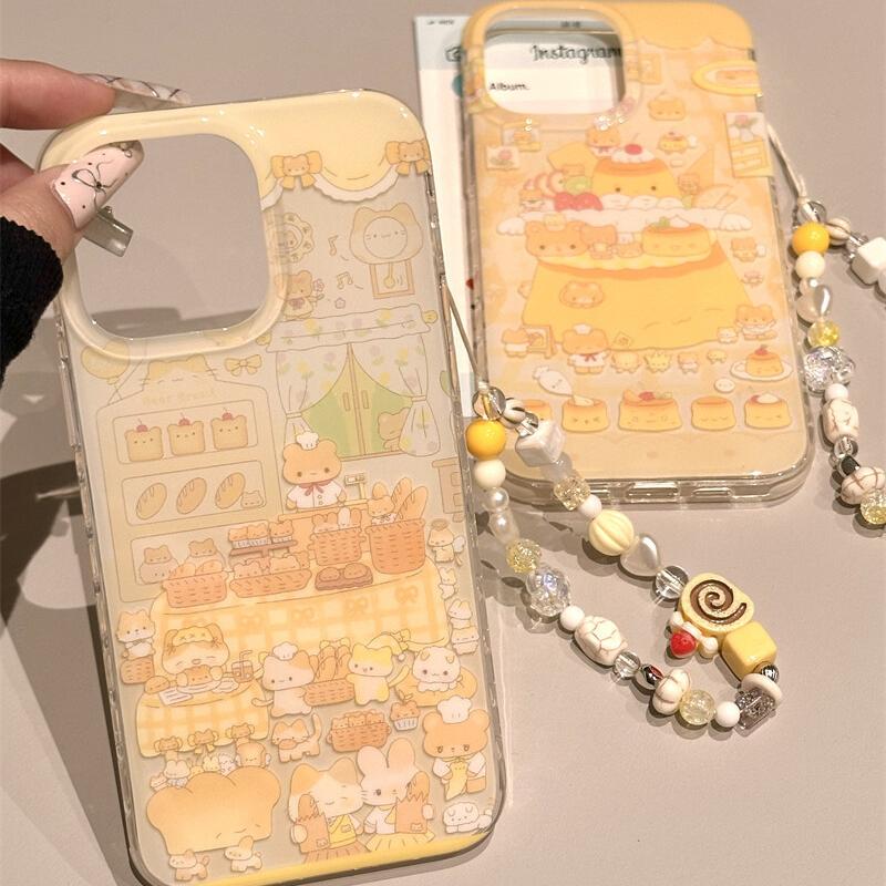 IMD面包小猫适用iPhone16手机壳oppo创意vivo华为荣耀小米大孔ins