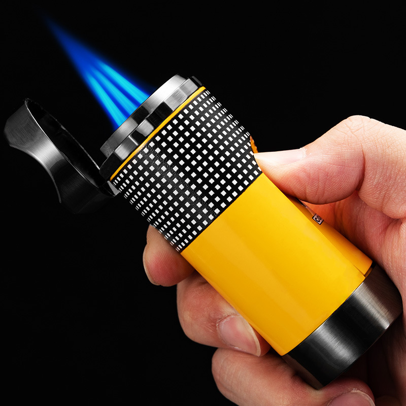 复刻古巴雪茄金属雪茄打火机防风充气三火直冲便携H192