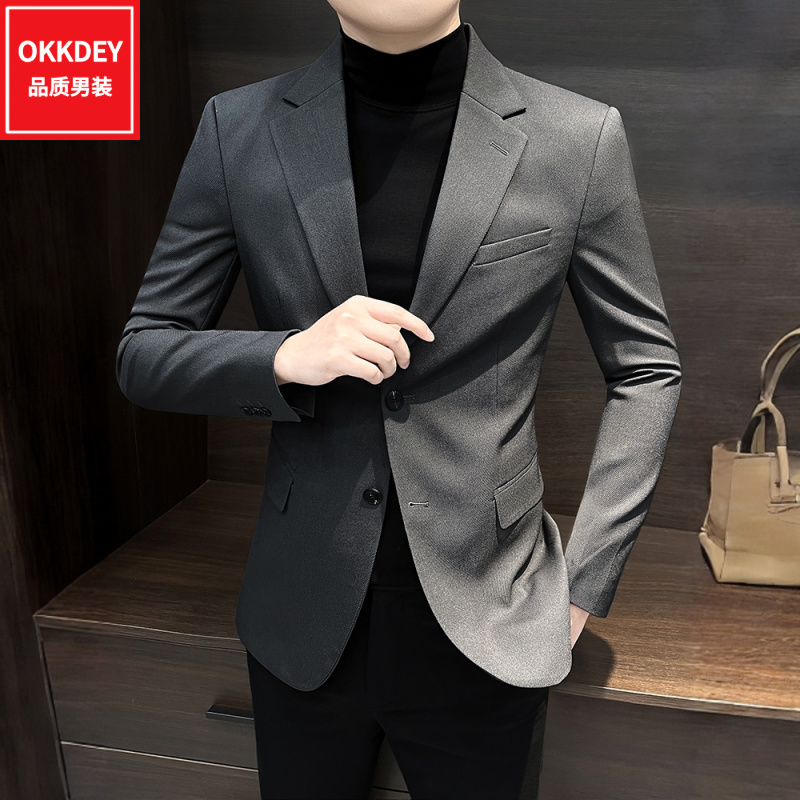 男士春秋新款商务西装痞帅慵懒风男装高档潮流西服时尚婚礼外套