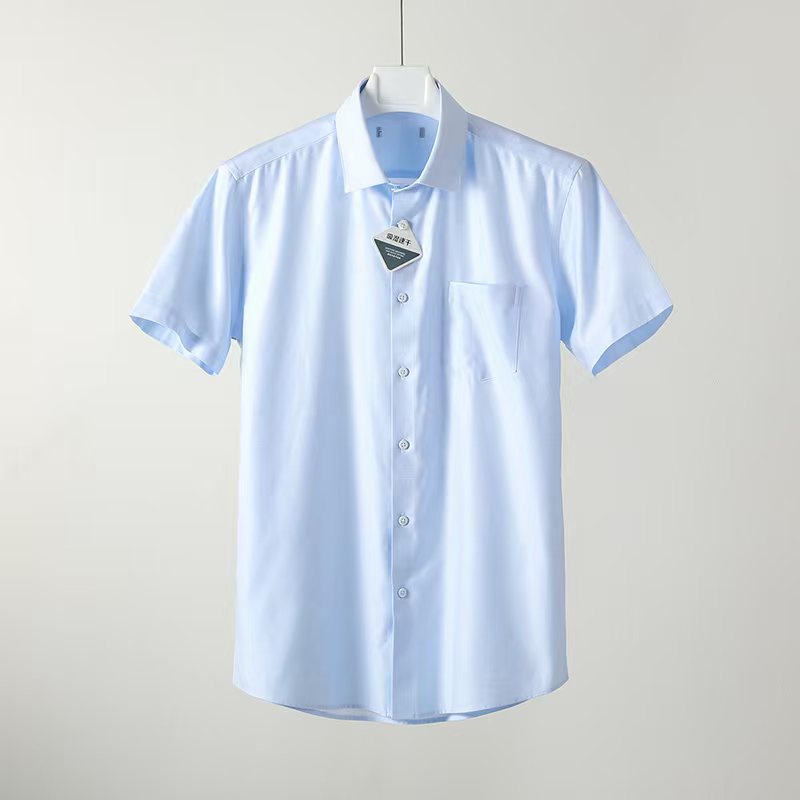 免烫撤柜剪标商务休闲新款衬衣男士夏季纯色薄款短袖正装半袖衬衫